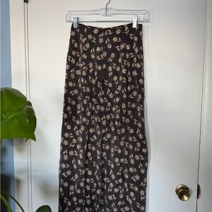Floral Gray and Cream Women's Midi Skirt